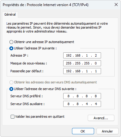 connexion réseau DNS