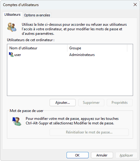 Comptes et Options de connexion au compte Windows 11