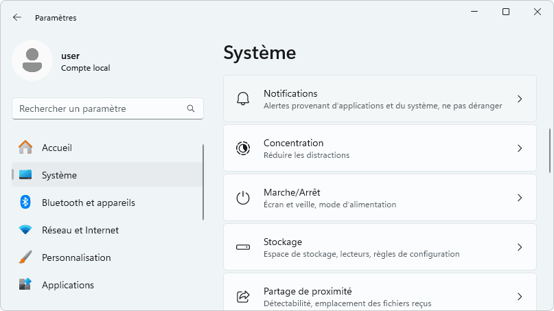 paramètres système de windows 11 - notifications