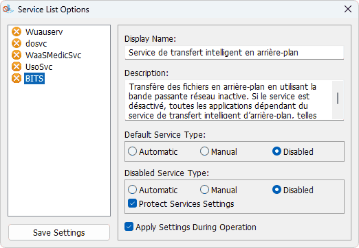 Interface de Windows Update Blocker